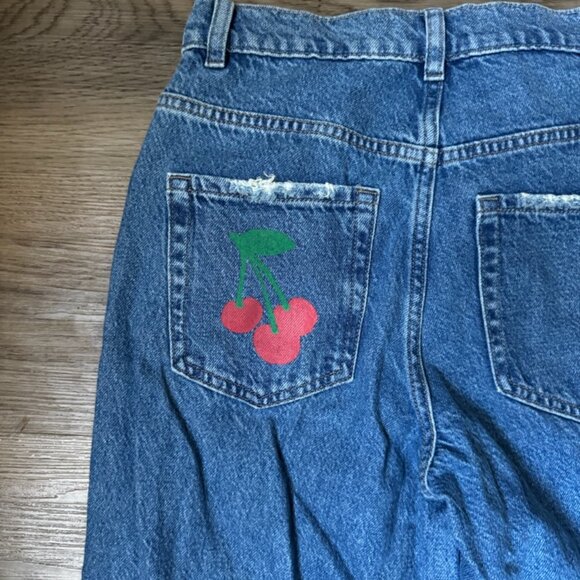 PacSun Rainbow, Mushroom, and Cherry Printed Baggy Jeans - Medium Wash - Picture 8 of 8